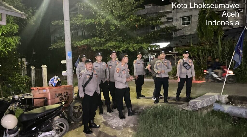 Polres Lhokseumawe Amankan Kampanye Pilkada Nomor urut 3 di Meunasah Mesjid