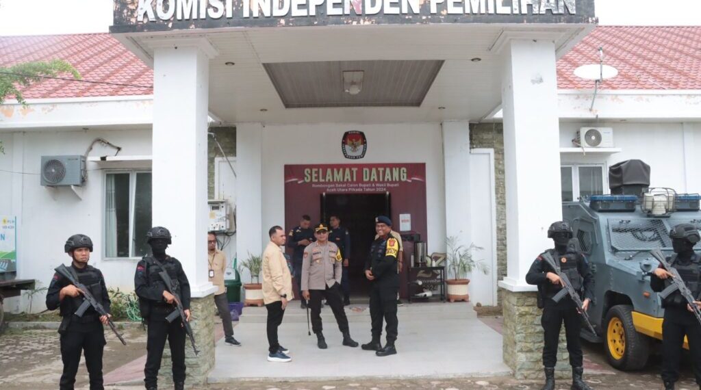 Ini Jumlah Personel Pengamanan Melekat Rapat Pleno di KIP Aceh Utara