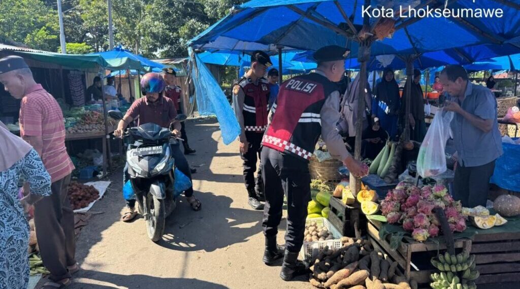 Cegah Aksi Kriminalitas, Polres Lhokseumawe Intensifkan Patroli di Pasar Tradisional