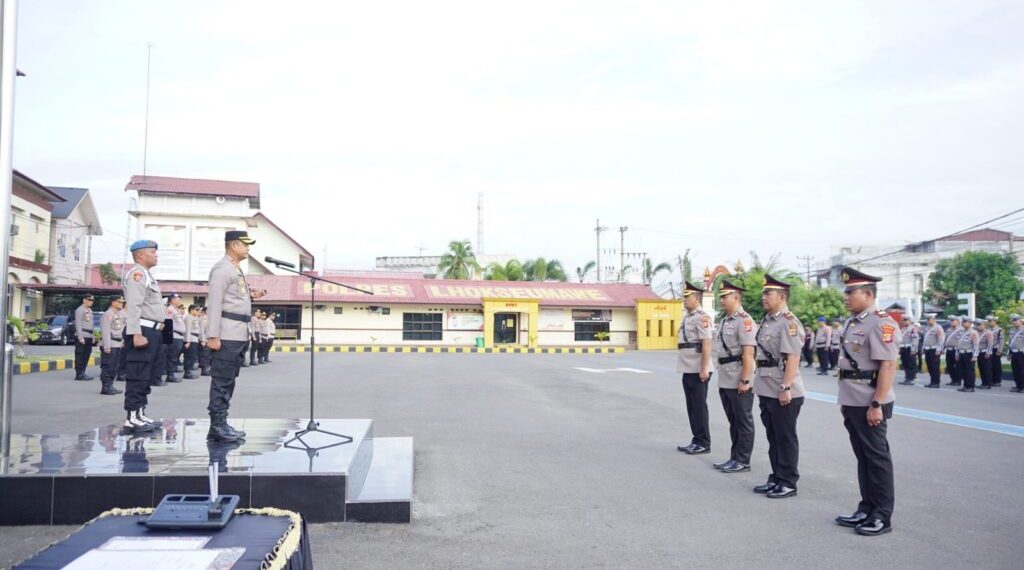 Sertijab Wakapolres dan Kasat Intelkam, Kapolres Lhokseumawe Apresiasi Dedikasi Pejabat Lama